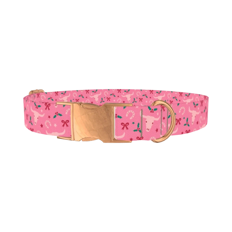 Western Holly Dog Collar - metal rose gold