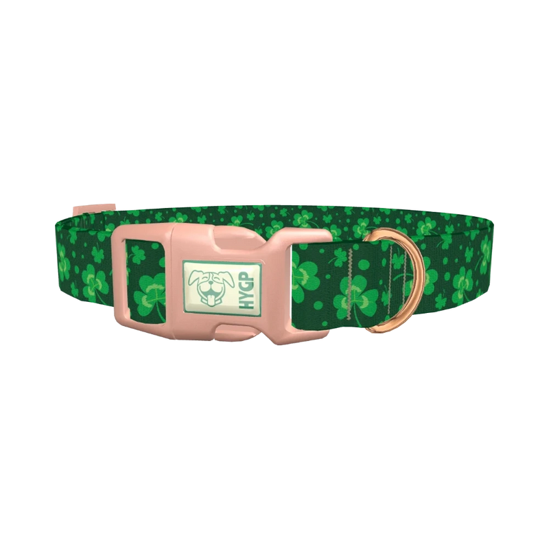 St. Patrick's Clover Dog Collar - plastic rose gold