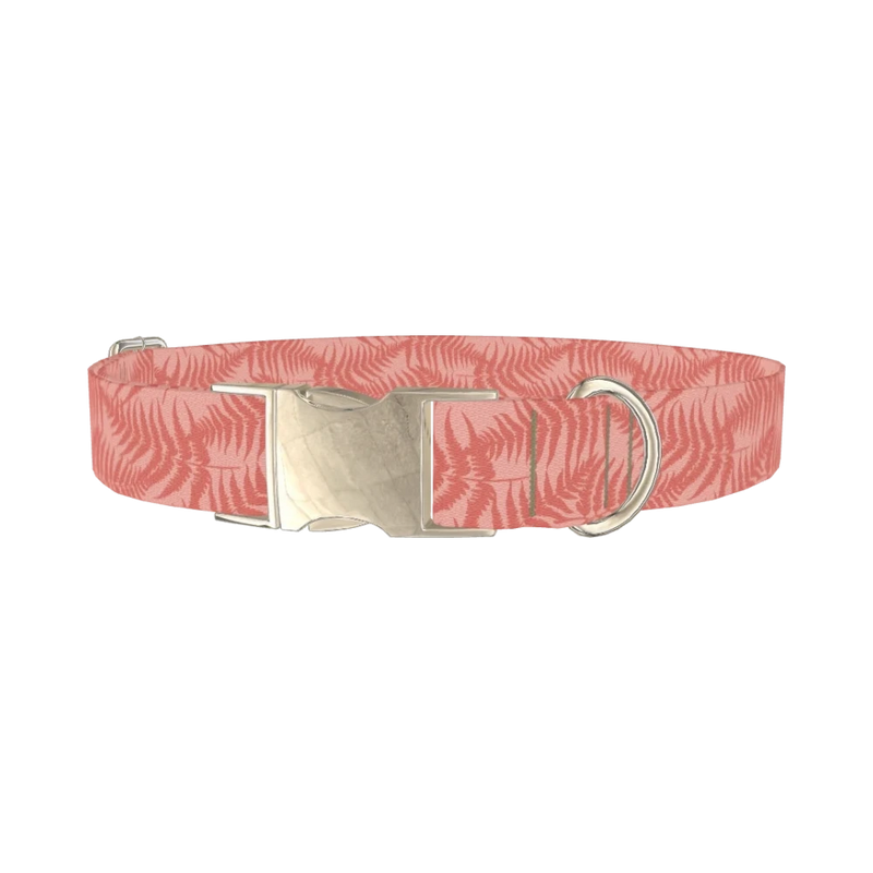 Floral Fern Dog Collar - metal silver