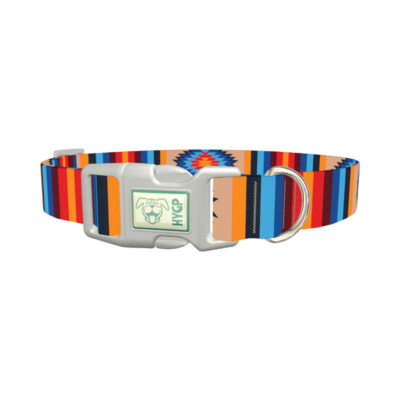 Aztec Geometric Dog Collar - plastic silver