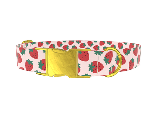 Red Strawberry Pattern Dog Collar