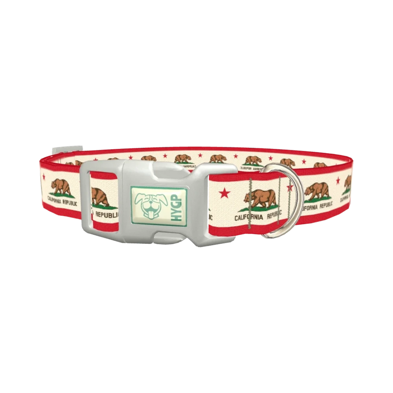California Republic Flag Dog Collar - plastic silver