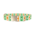 St. Patrick's Shamrock Stripe Dog Collar - metal silver