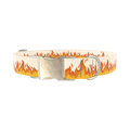 Fire Flame Dog Collar - metal silver
