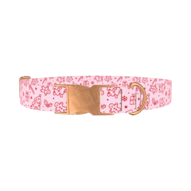 Christmas Holiday Dog Collar - metal rose gold