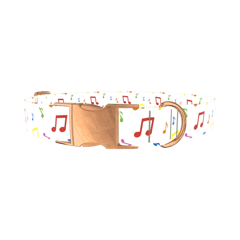 Music Note Dog Collar - metal rose gold