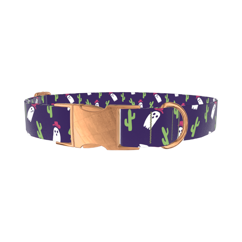Cactus Ghost Dog Collar - metal silver