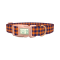 Plaid Orange Dog Collar - plastic rose gold