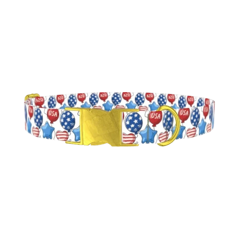 Patriotic Balloon Dog Collar - metal gold