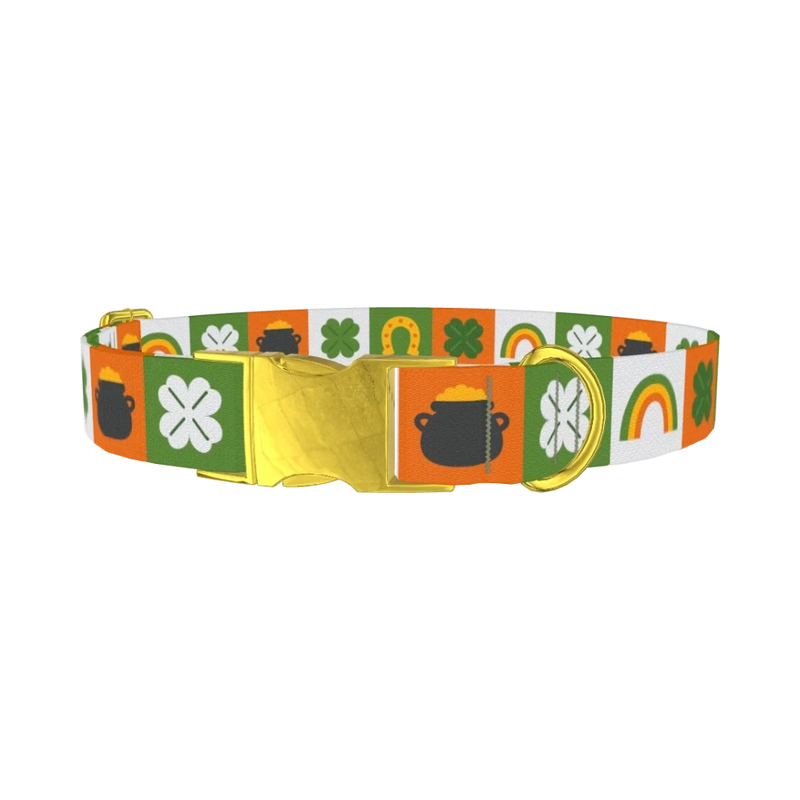 Rainbow Luck Dog Collar - metal gold
