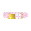 Floral Check Dog Collar - metal gold