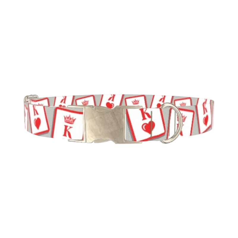 Playing Card Dog Collar - metal silver