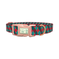 Rhombus Plaid Dog Collar - plastic rose gold