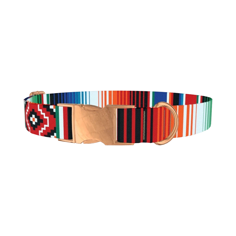Mexican Stripe Pattern Dog Collar - metal rose gold