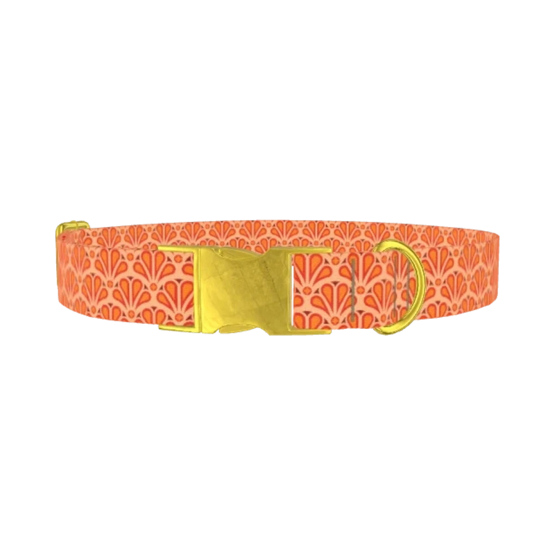 Geometric Floral Dog Collar - metal gold