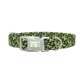 Dark Green Camo Dog Collar - plastic silver