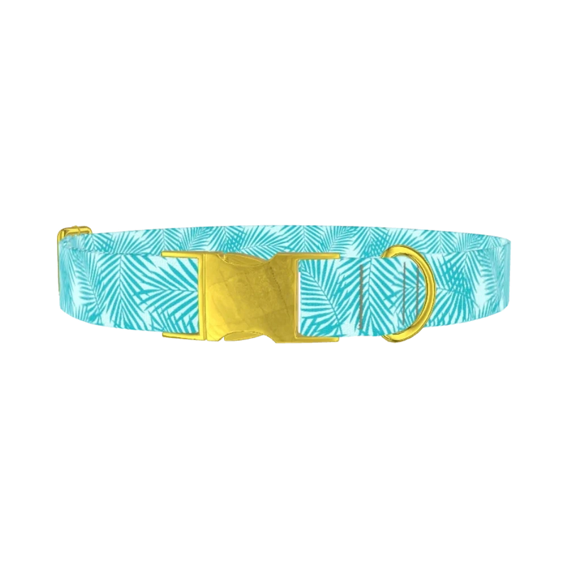 Tropical Palm Dog Collar - metal gold
