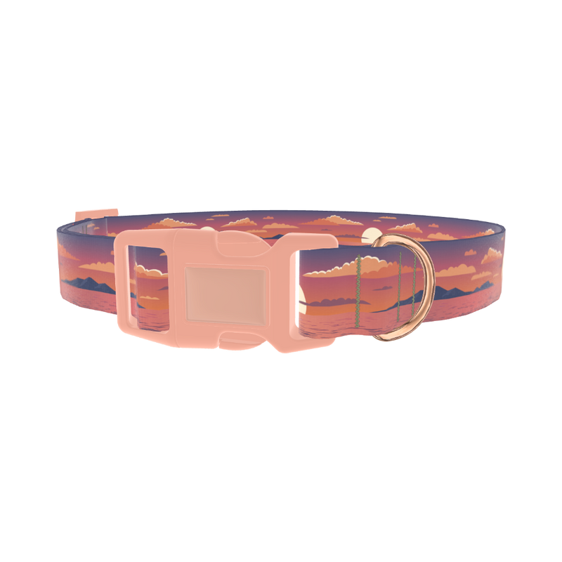 Sunset Ocean Dog Collar - plastic rose gold