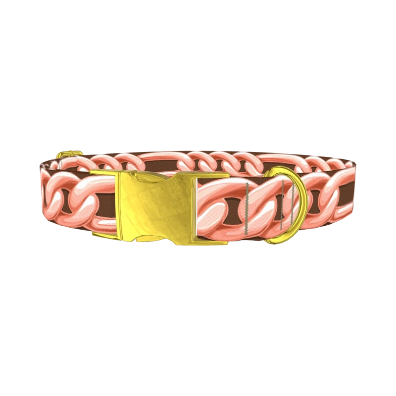 Rose Gold Chain Dog Collar - metal gold
