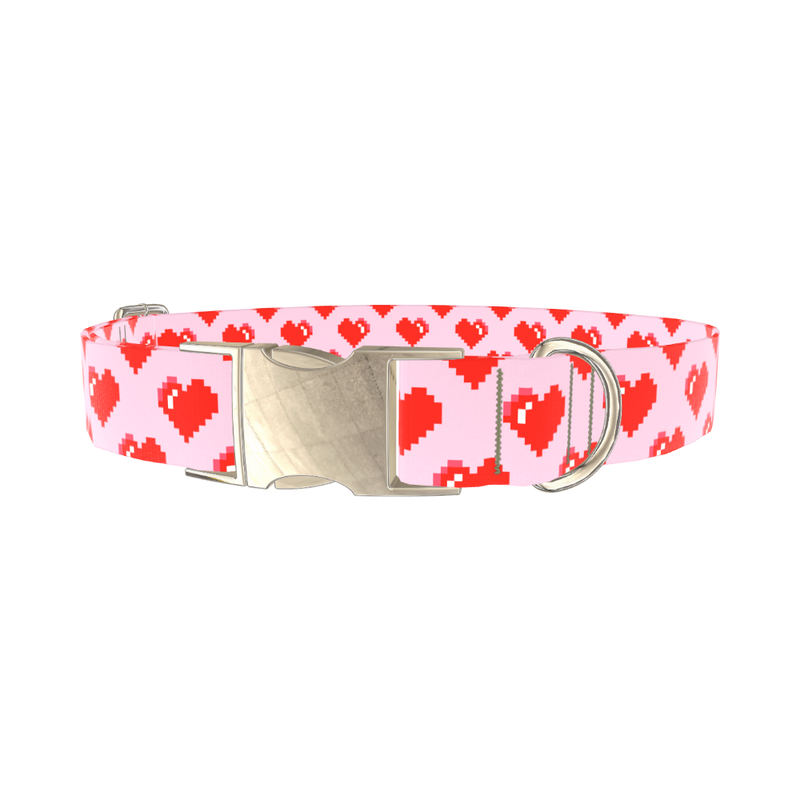 Pixel Heart Dog Collar - metal gold