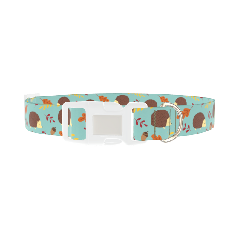 Autumn Hedgehog Dog Collar - plastic silver