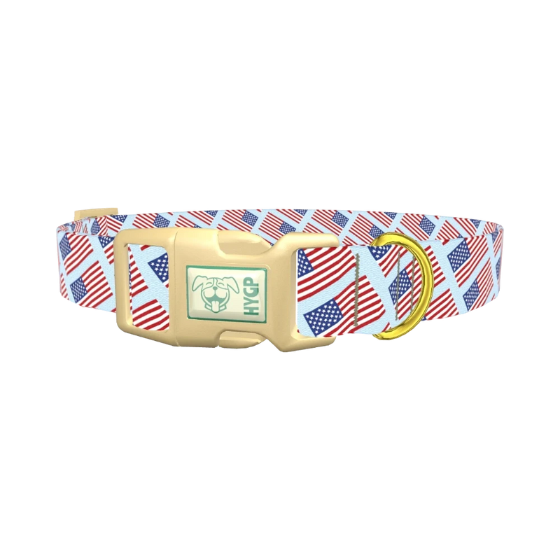 Stars and Stripes Dog Collar - plastic gold