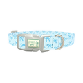 Blue Bow Pattern Dog Collar - plastic silver