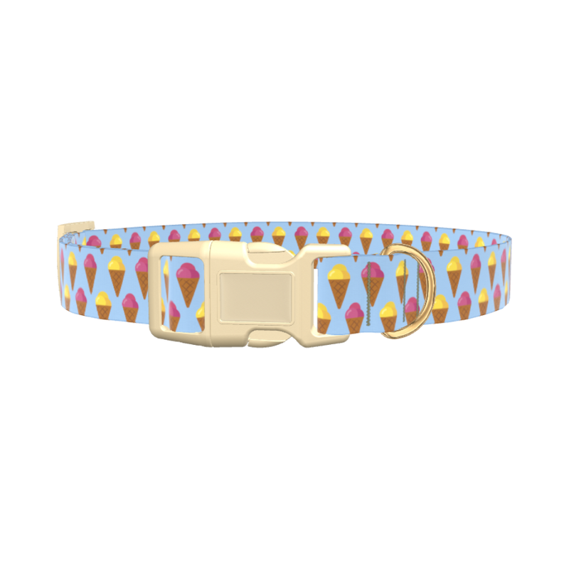 Colorful Ice Cream Cone Dog Collar - plastic silver