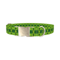 Patchwork Clover Dog Collar - metal silver