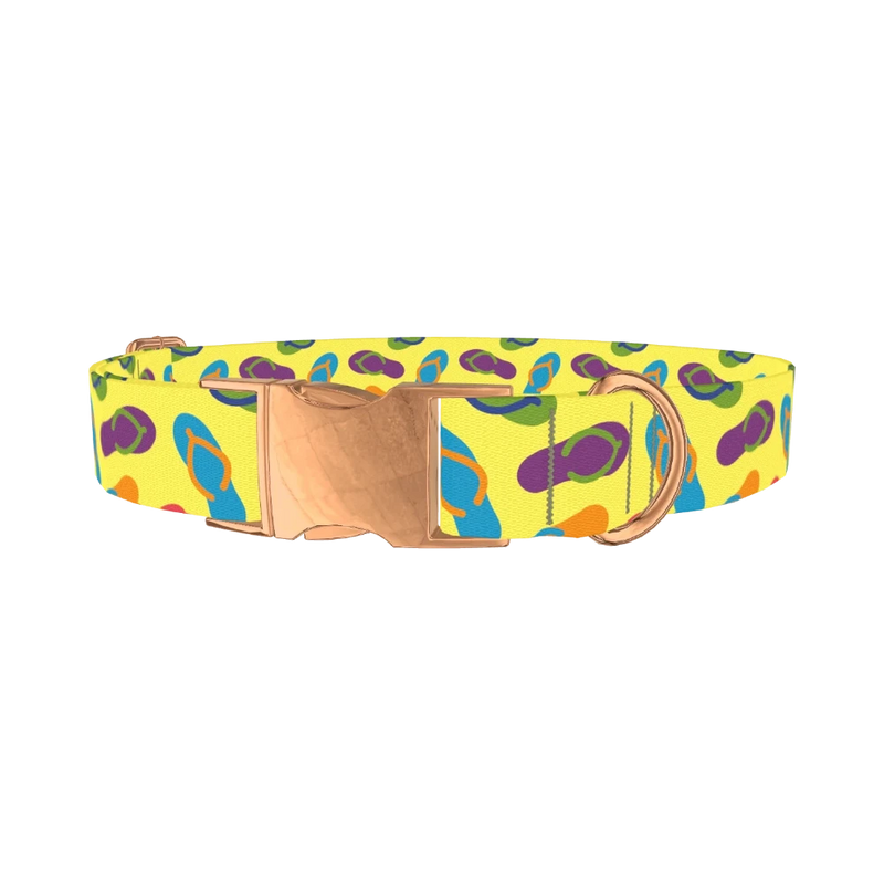 Colorful Flip Flop Dog Collar - metal rose gold