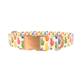Peace Sign Pattern Dog Collar - metal silver