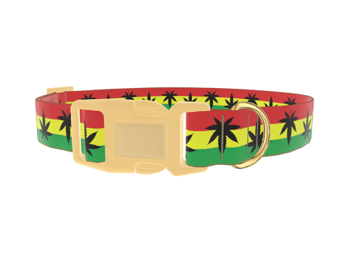 Rasta Leaf Dog Collar