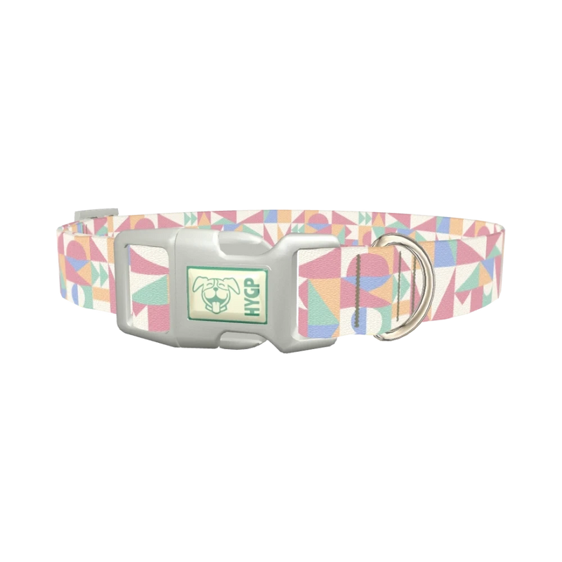Geometric Pastel Dog Collar - plastic silver