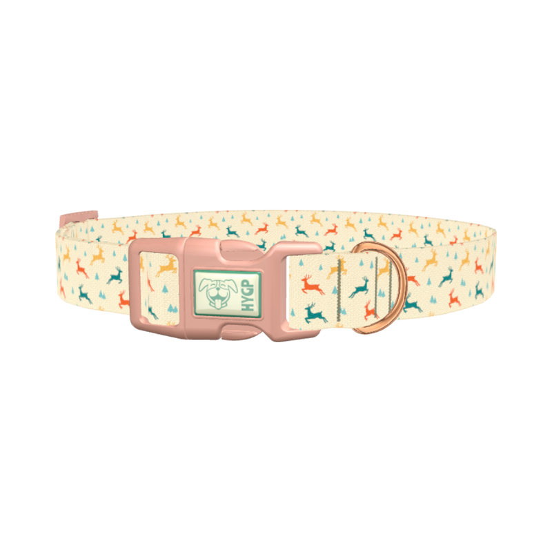 Colorful Reindeer Dog Collar - plastic rose gold
