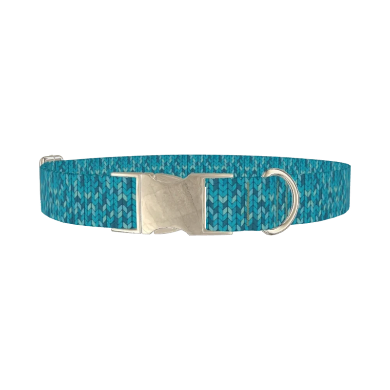 Geometric Knit Dog Collar - metal silver