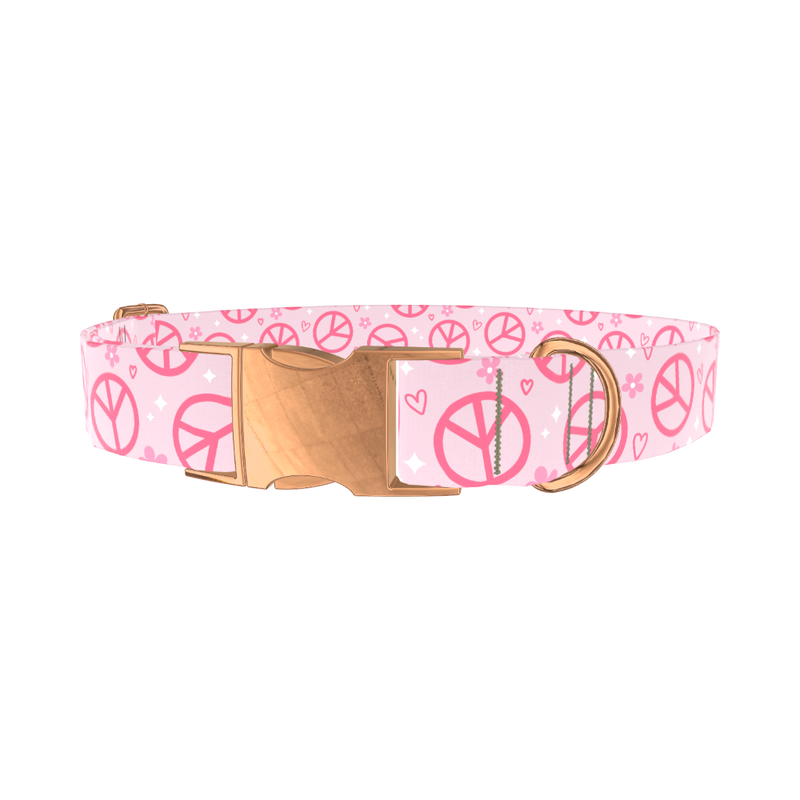 Peace Flower Dog Collar - metal silver