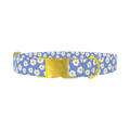 Blue Polka Dot Daisy Dog Collar - metal gold