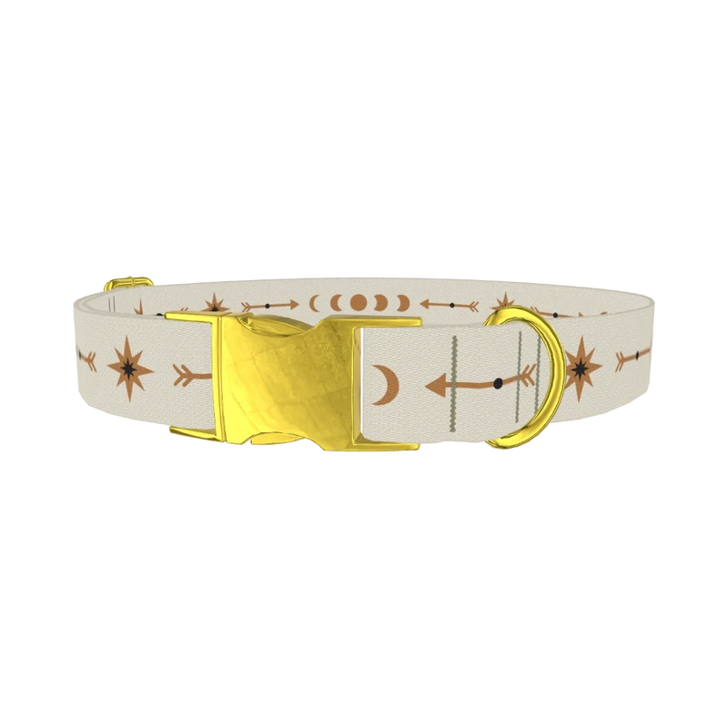 Geometric Moon Phase Dog Collar - metal gold