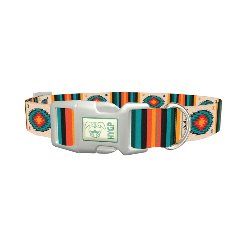 Tribal Geometric Stripes Dog Collar - plastic silver