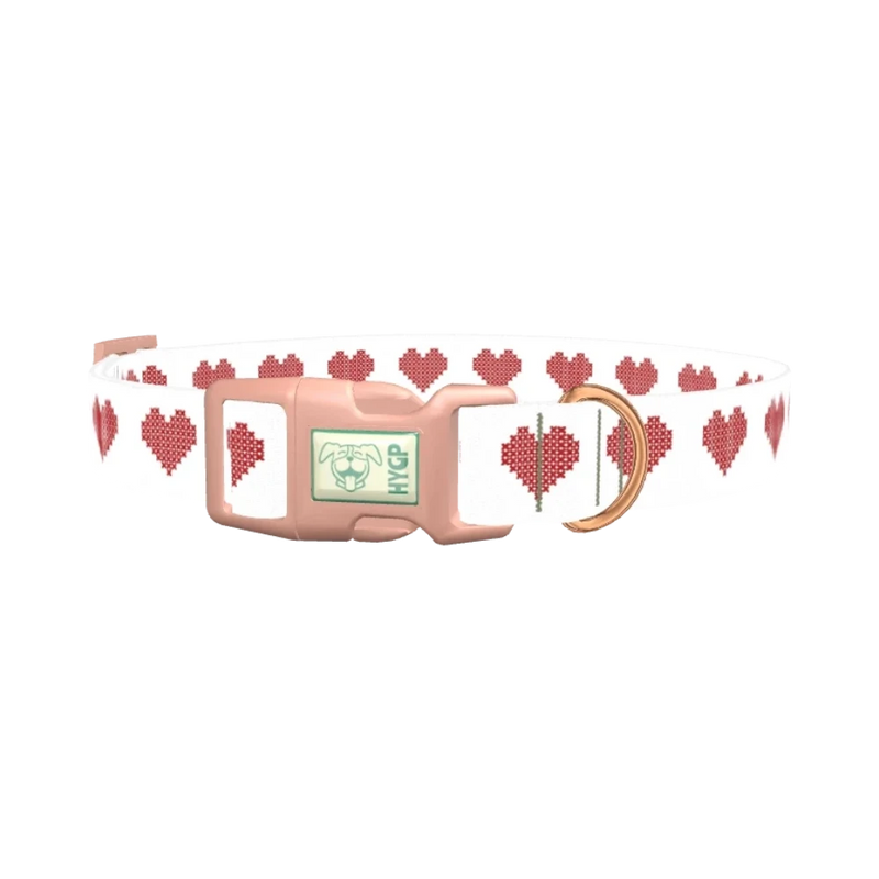 Cross Stitch Heart Dog Collar - plastic rose gold