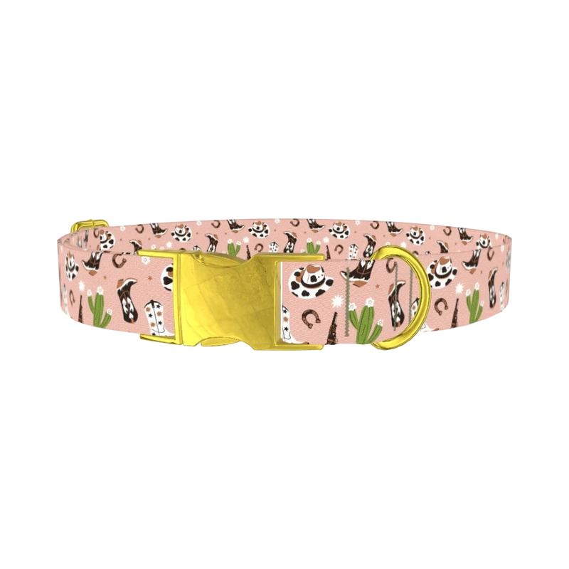 Western Boots and Hats Dog Collar - metal gold