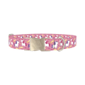 Pink Unicorn Stars Dog Collar - metal silver