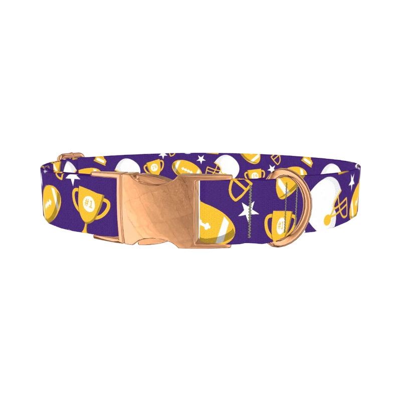 Football Theme Dog Collar - metal rose gold