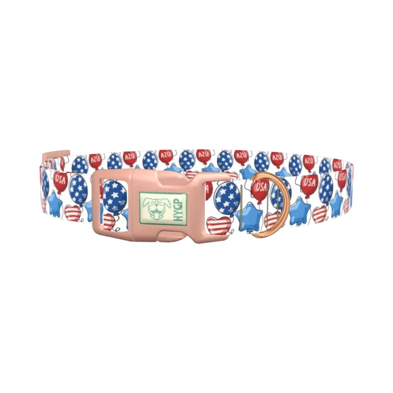 Patriotic Balloon Dog Collar - plastic rose gold