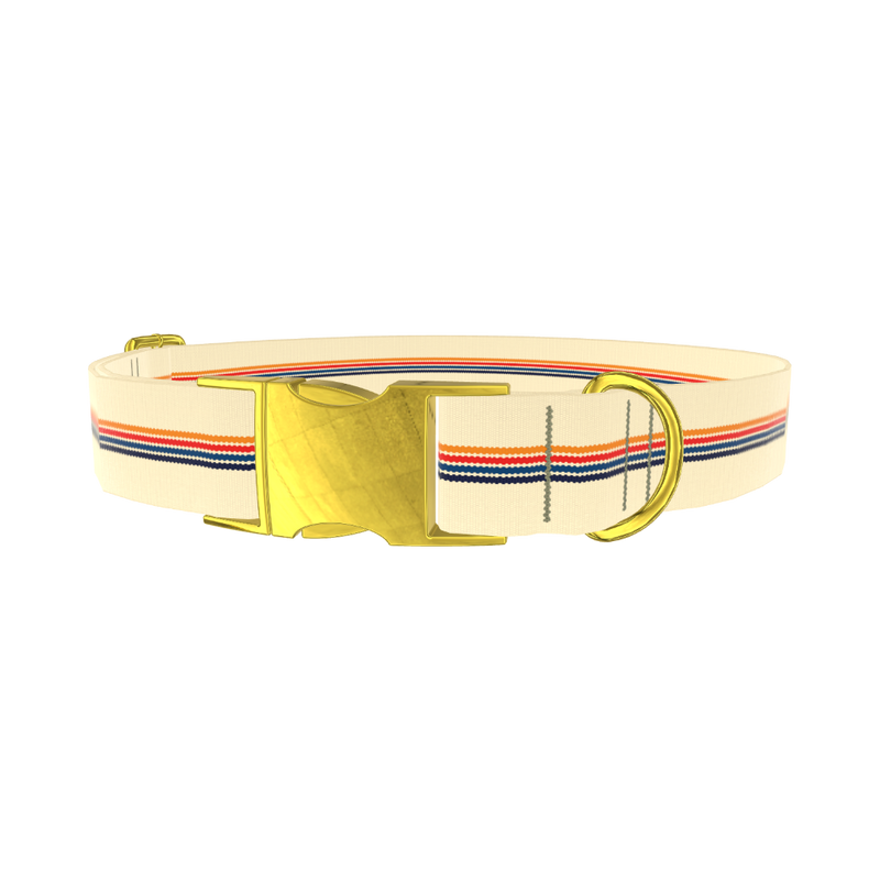 Colorful Hexagon Stripe Dog Collar - metal rose gold