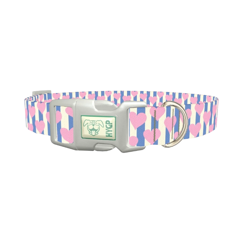 Heart Stripes Dog Collar - plastic silver