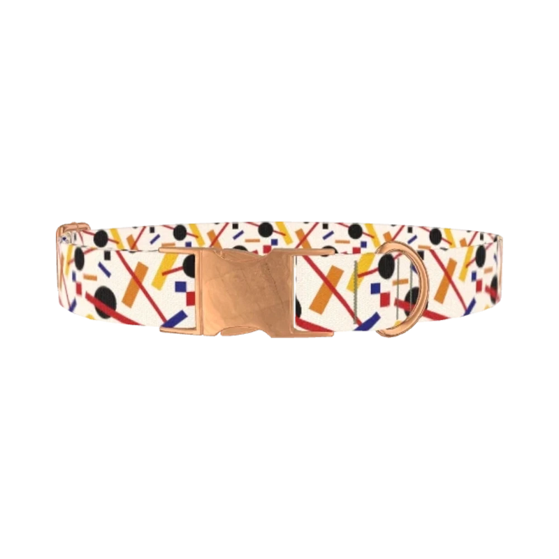 Geometric Abstract Dog Collar - metal rose gold