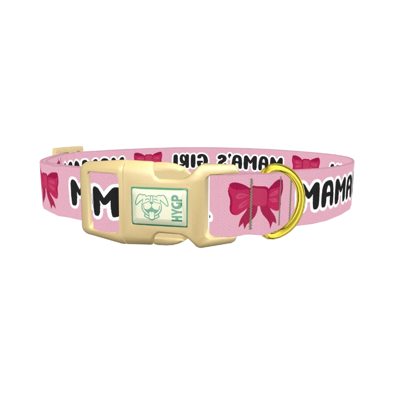 Mama's Girl Bow Dog Collar - plastic gold