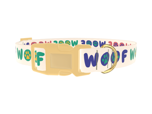 Woof Paw Print Dog Collar