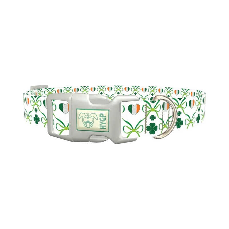 Clover Bow Dog Collar - plastic silver